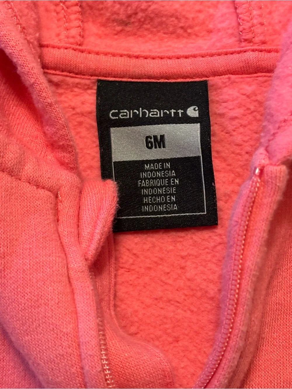 Carhartt Pink Hooded Fleece One-Piece Romper for Kids 6M 0028S